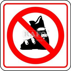 Samolepka Zákaz vstupu v lyžařských botách 8x8 cm