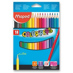 Pastelky 18 barev Maped Color Peps, trojhranné, v papírové krabičce