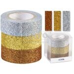 Dekorativní lepící páska Glitr, 1,5 cm x 3 m, měděná/zlatá/stříbrná