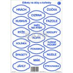 Omyvatelné samolepicí etikety na dózy a kořenky, modré