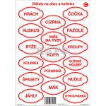 Omyvatelné samolepicí etikety na dózy a kořenky, červené