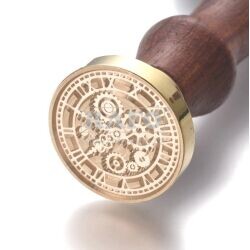 Pečetidlo s dřevěnou rukojetí HODINY, 2,5 cm