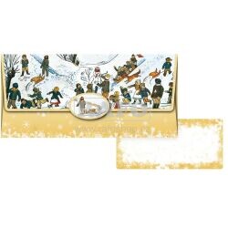 Obálka na peníze vánoční - Josef Lada, zlatá