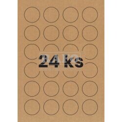 Kraftové samolepicí etikety, průměr 40 mm, 24 ks, 10 listů