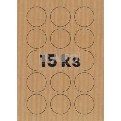 Kraftové samolepicí etikety, průměr 50 mm, 15 ks, 10 listů