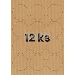 Kraftové samolepicí etikety, průměr 60 mm, 12 ks, 10 listů