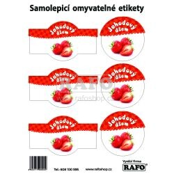 Omyvatelné samolepky na jahodový džem, barevné, 6 ks