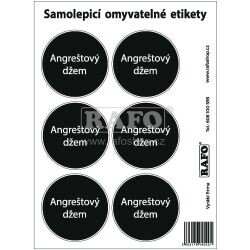 Omyvatelné samolepky na angreštový džem, černé, 6 ks, průměr 55 mm