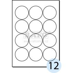 Samolepicí štítky Rayfilm A4, kolečka 60 mm, bílé, 100 archů