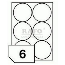 Samolepicí štítky Rayfilm, kolečka 95 mm, R0100 bílé, 100 archů A4