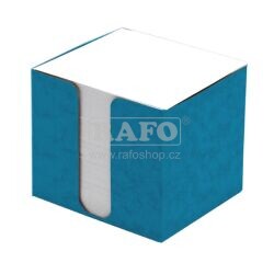 Kostka papírků v prešpánové modré krabičce, 8,5 x 8,5 x 5 cm