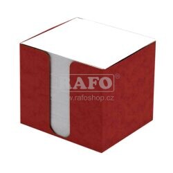 Kostka papírků v prešpánové červené krabičce, 8,5 x 8,5 x 5 cm