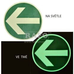 Svítící samolepka Kulatá šipka, průměr 6 cm