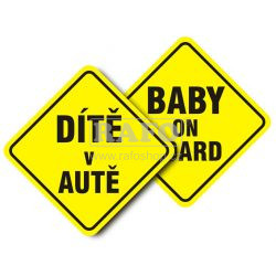 Samolepka Baby on board / Dítě v autě, 12 x 12 cm