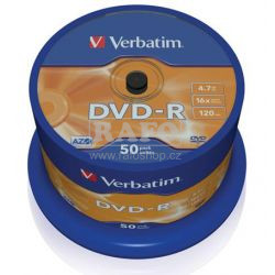 DVD-R Verbatim, 4.7GB, 16x, 50 ks na spindlu