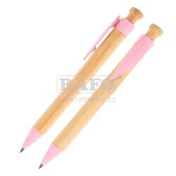 Tužka v propisce s věčným hrotem, bambusové tělo, růžová