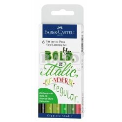 Sada fixů Faber-Castell Pitt Artist Pens: Hand Lettering Green Set, 6 ks