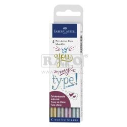 Sada fixů Faber-Castell Pitt Artist Pens: Metallic, 4 ks