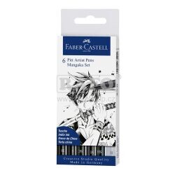 Sada fixů Faber-Castell Pitt Artist Pens: Mangaka Set, 6 ks