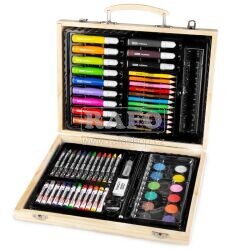Kreslící sada pro malé umělce, dřevěná, 68 ks