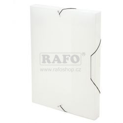 Krabice na spisy s gumou, A4, hřbet 3 cm, transparentní matné