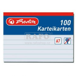 Kartoteční listy A7, 100 ks, linka, Herlitz, bílá