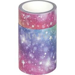 Dekorativní lepící páska duhová s hvězdami, 2 ks