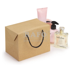 Taška dárková ve tvaru krabice z hnědého kraftového papíru, 19 x 14 x 12 cm