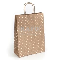 Taška dárková KRAFT zlaté puntíky, 33 x 24 x 10 cm