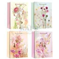 Taška dárková květiny se zlatou ražbou 26 x 32 x 12 cm