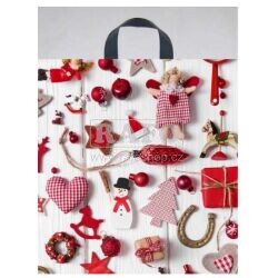Taška dárková vánoční Ozdoby, PE, 42 x 46 x 8 cm