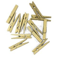 Kolíčky dřevěné 47 mm, zlaté, 12 ks