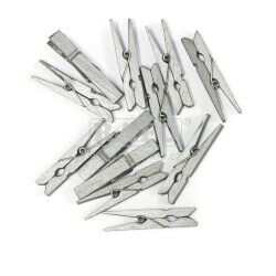 Kolíčky dřevěné 47 mm, stříbrné, 12 ks