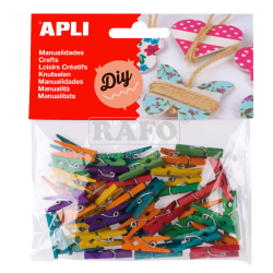 Dřevěné kolíčky barevné, 25 x 3 mm, 45 ks