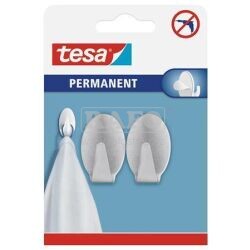 Háčky Tesa 66611 matný kov, samolepicí oválné, 2 ks