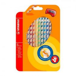 Pastelky Stabilo Easy trojhranné, 12 barev, pro praváky