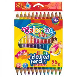 Pastelky 24 barev Colorino kids Jumbo, dvoubarevné