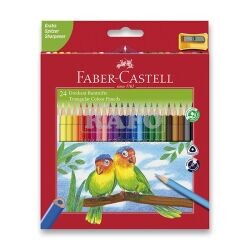 Pastelky trojhranné Faber Castell + ořezávátko, 24 barev