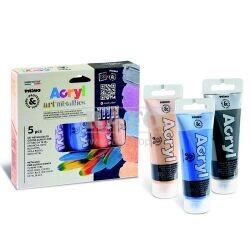 Sada akrylových barev Primo METALLIC, 5 barev x 75 ml
