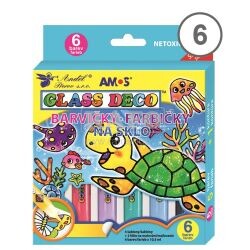 Sada barev na sklo, 6 x 10,5 ml. + šablony a fólie