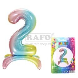 Balónek fóliový číslo 2, duhový stojící, 80 cm
