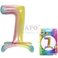 Balónek fóliový číslo 7, duhový stojící, 80 cm