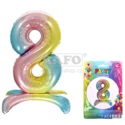 Balónek fóliový číslo 8, duhový stojící, 80 cm