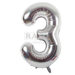 Balónek číslo 3, stříbrný, 40 cm