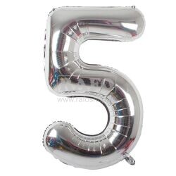 Balónek číslo 5, stříbrný, 40 cm