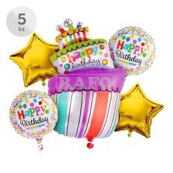 Balónky Happy Birthday, sada 5 ks