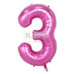 Balónek číslo 3, růžový, 40 cm