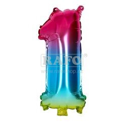 Balónek číslo 1, duhový, 40 cm