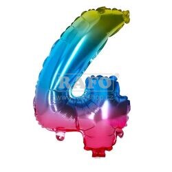 Balónek číslo 4, duhový, 40 cm