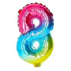 Balónek číslo 8, duhový, 40 cm